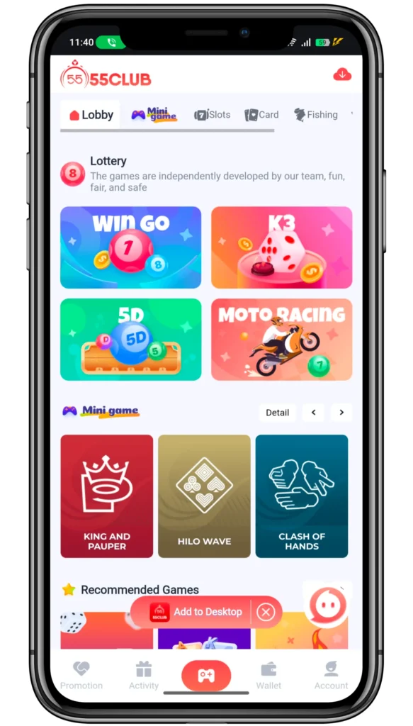 55 Club Game All Available game